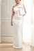 White One Shoulder Champagne Satin Mermaid Evening Dress Long Wedding Guest Dress