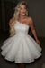 White One Shoulder Sequins Prom Dress Short Aline Homecoming Dress