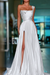 White Pleated A-Line One Shoulder Prom Dress Gown with Front Split - Prom Dresses