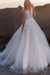 White wedding dresses princess jewel neck sleeveless lace tulle bridal gowns
