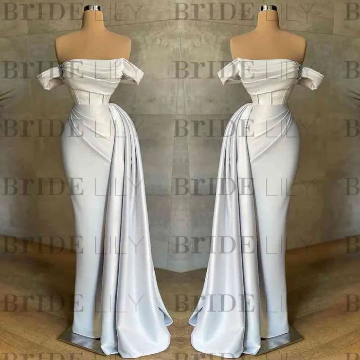 White Prom Dress: Elegant Pleated Bateau Neckline Sleeveless