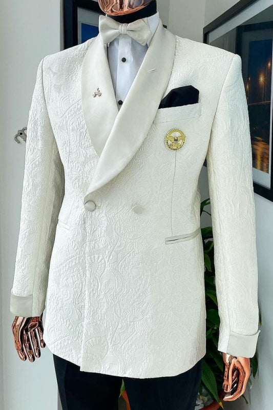 New Fashion White Shawl Lapel Slim Fit Wedding Suit main image 1