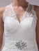 White Sheath Rhinestone Knee-Length Lace Wedding Reception Dress with V-Neck misshow