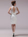 White Sheath Rhinestone Knee-Length Lace Wedding Reception Dress with V-Neck misshow