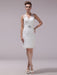 White Sheath Rhinestone Knee-Length Lace Wedding Reception Dress with V-Neck misshow