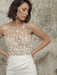 White Short Wedding Dress Illusion Neckline Jewel Neck Sleeveless Sheath Natural Waist Bodycon Short Bridal Dresses