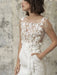 White Short Wedding Dresses Illusion Neckline Jewel Neck Short Sleeves Sheath Natural Waist Lace Bows Cut-Outs Ruffles Bridal Dresses