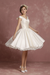 White Short Wedding Dresses Satin Vintage Princess Bridal Dress Knee Length Sleeveless Lace Edge Pleated Bridal Gown With Ribbon Bow