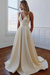 Ivory Charming V-neck Bow Back A-Line Wedding Dress - Wedding Dresses