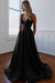 Black Charming V-neck Bow Back A-Line Wedding Dress - Wedding Dresses