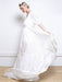 White Simple Wedding Dress A-Line V-Neck Half Sleeves Backless Tulle Satin Fabric Long Bridal Gowns