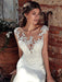 White Simple Wedding Dress White Chiffon Illusion Neckline Sleeveless Court Train Applique Sheath Bridal Gowns
