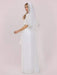 White Simple Wedding Dress Chiffon Jewel Neck Short Sleeves Sash A-Line Long Bridal Gowns