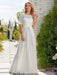 White Simple Wedding Dress Chiffon Jewel Neck Short Sleeves Sash A-Line Long Bridal Gowns