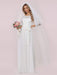 White Simple Wedding Dress Chiffon Jewel Neck Short Sleeves Sash A-Line Long Bridal Gowns