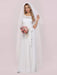 White Simple Wedding Dress Chiffon Jewel Neck Short Sleeves Sash A-Line Long Bridal Gowns
