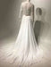 White Simple Wedding Dress Chiffon V-Neck Long Sleeves Cut Out A-Line Split Lace Bridal Gowns