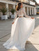 White Simple Wedding Dress Chiffon V-Neck Long Sleeves Cut Out A-Line Split Lace Bridal Gowns