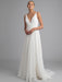 White Simple Wedding Dress Chiffon V-Neck Sleeveless A-Line Backless Natural Waist Long Bridal Dresses