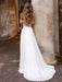 White Simple Wedding Dress Satin Fabric Strapless Sleeveless Cut Out A-Line Off The Shoulder Long Bridal Dresses