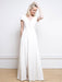 White Simple Wedding Dress Satin Fabric V-Neck Short Sleeves Backless Split Front A-Line Long Bridal Dresses