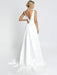 White Simple Wedding Dress Satin Fabric V-Neck Sleeveless Backless A-Line Bridal Dresses
