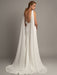 White Simple Wedding Dress Satin Fabric V-Neck Sleeveless Ruffles A-Line Long Bridal Gowns