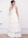 White Simple Wedding Dress Satin Fabric V-Neck Sleeveless Ruffles A-Line Long Chiffon Bridal Dresses
