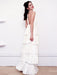 White Simple Wedding Dress Satin Fabric V-Neck Sleeveless Ruffles A-Line Long Chiffon Bridal Dresses