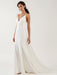 White Simple Wedding Dress Spaghetti Straps Satin Fabric V-Neck Sleeveless Ruffles Mermaid Bridal Dresses