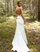 White Simple Wedding Dress Spaghetti Straps Satin Fabric V-Neck Sleeveless Ruffles Mermaid Bridal Dresses