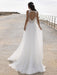 White Simple Wedding Dress V-Neck Sleeveless Backless Natural Waist Lace Chiffon A-Line Long Bridal Dresses