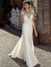 White Simple Wedding Dress White Chiffon Illusion Neckline Sleeveless Court Train Applique Sheath Bridal Gowns
