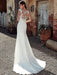 White Simple Wedding Dress White Chiffon Illusion Neckline Sleeveless Court Train Applique Sheath Bridal Gowns