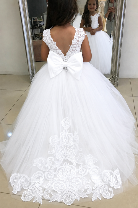 White Sleeveless Flower Girls Dresses Ball Gown for little Kids - Flower Girl Dresses