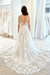 White Tulle V Neck Lace Floral Long Wedding Dresses