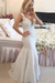 White V-Neck Mermaid Prom Dress Lace Appliques Evening Gowns with Beadings - Prom Dresses