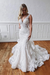 White V Neck Sleeveless Backless Covered Button Mermaid Wedding Dresses