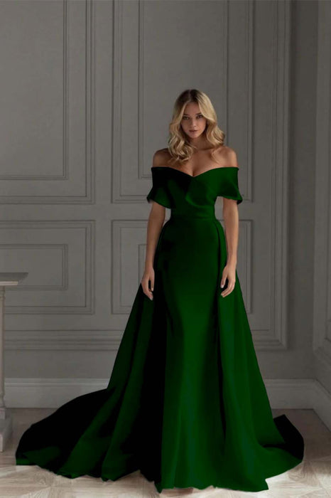 Satin Off The Shoulder Wedding Dress Mermaid On Sale-Bridelily Satin Off The Shoulder Wedding Dress Mermaid On Sale-Bridelily