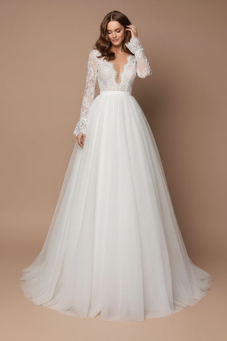 Black Wedding Dress A-Line Tulle Lace Bridal Gowns-Bridelily Black Wedding Dress A-Line Tulle Lace Bridal Gowns-Bridelily