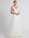 White Wedding Dress V-Neck Sleeveless With Train Natural Waist Backless Long Bridal Dresses