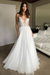 White Deep V-neck Spaghetti Straps Lace Appliqued Beach Wedding Dress - Wedding Dresses