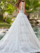 White Wedding Dresses A Line Floor Length Sleeveless Applique V Neck Long Bridal Dresses