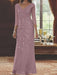 V-Neck 3/4 Sleeve Floor-Length Sequined Mother of the Bride Sheath Dress