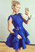 Wonderful Amazing Excellent Tiered Long Sleeves Royal Blue Satin Homecoming with Appliques Mini Prom Dress - Prom Dresses