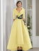 V-Neck A-Line Princess Floor-Length Mother of the Bride Dress with 3/4 Sleeves Appliques and Beading