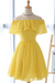 Yellow Off Shoulder Chiffon Homecoming Dress