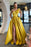 Yellow One-Shoulder Prom Dress With Split and Pockets