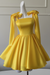Yellow Sexy Satin Aline Homecoming Dress Short Prom Dress with Straps