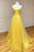 Yellow Spaghetti-Straps Prom Dress with String Back